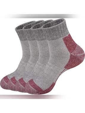 NIB ECOEY Men's Moreno Wool Cushioned Hiking Socks Quarter Length, 4 Pair, 9-11